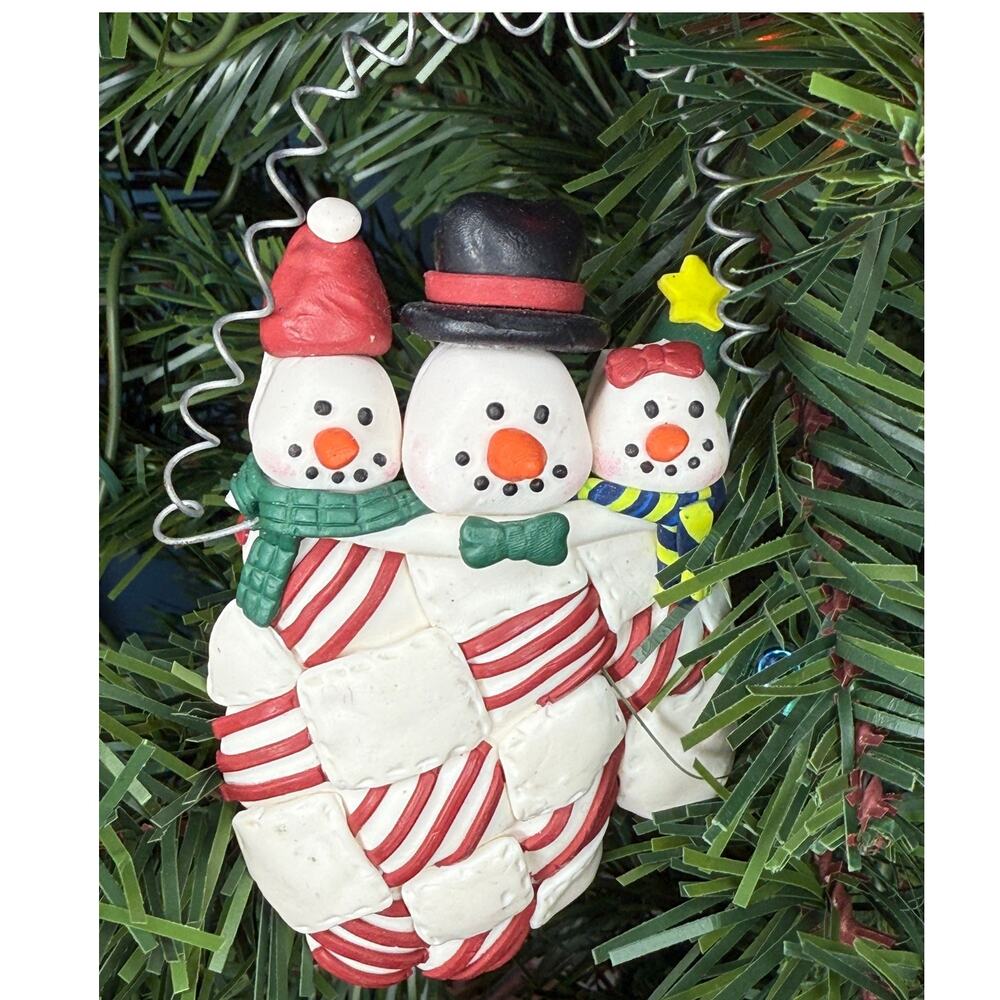 Snowmen in Mitten Ornament - Clay